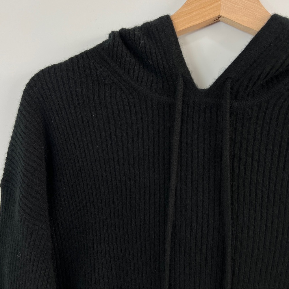 NWT Naadam Luxe Cashmere Ribbed Hoodie Pullover Sweater Black XS - Picture 4 of 11